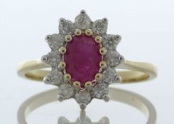 9ct Yellow Gold Oval Ruby And Diamond Ring (R0.66) 0.40 Carats - Valued By IDI £4,595.00 - An oval