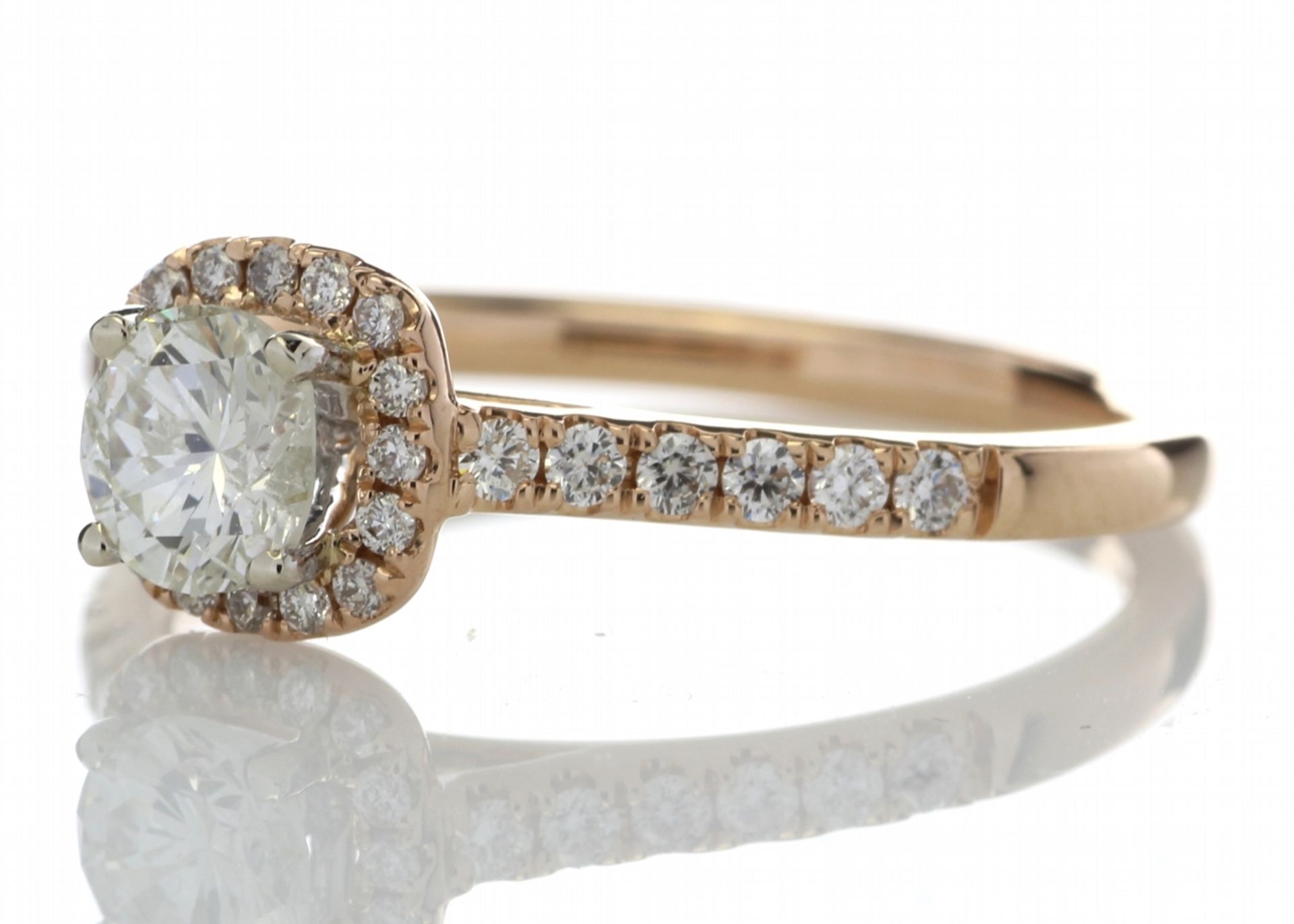 18ct Rose Gold Halo Set Ring 0.74 Carats - Valued By AGI £8,880.00 - A sparkling round brilliant cut - Image 2 of 5