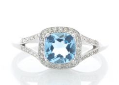 9ct White Gold Blue Topaz And Diamond Ring (BT1.15) 0.07 Carats - Valued By IDI £2,975.00 - One