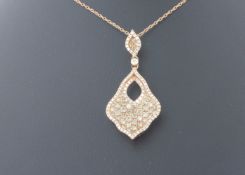 9ct Rose Gold Illusion Set Cluster Diamond Pendant 1.05 Carats - Valued By GIE £6,730.00 -