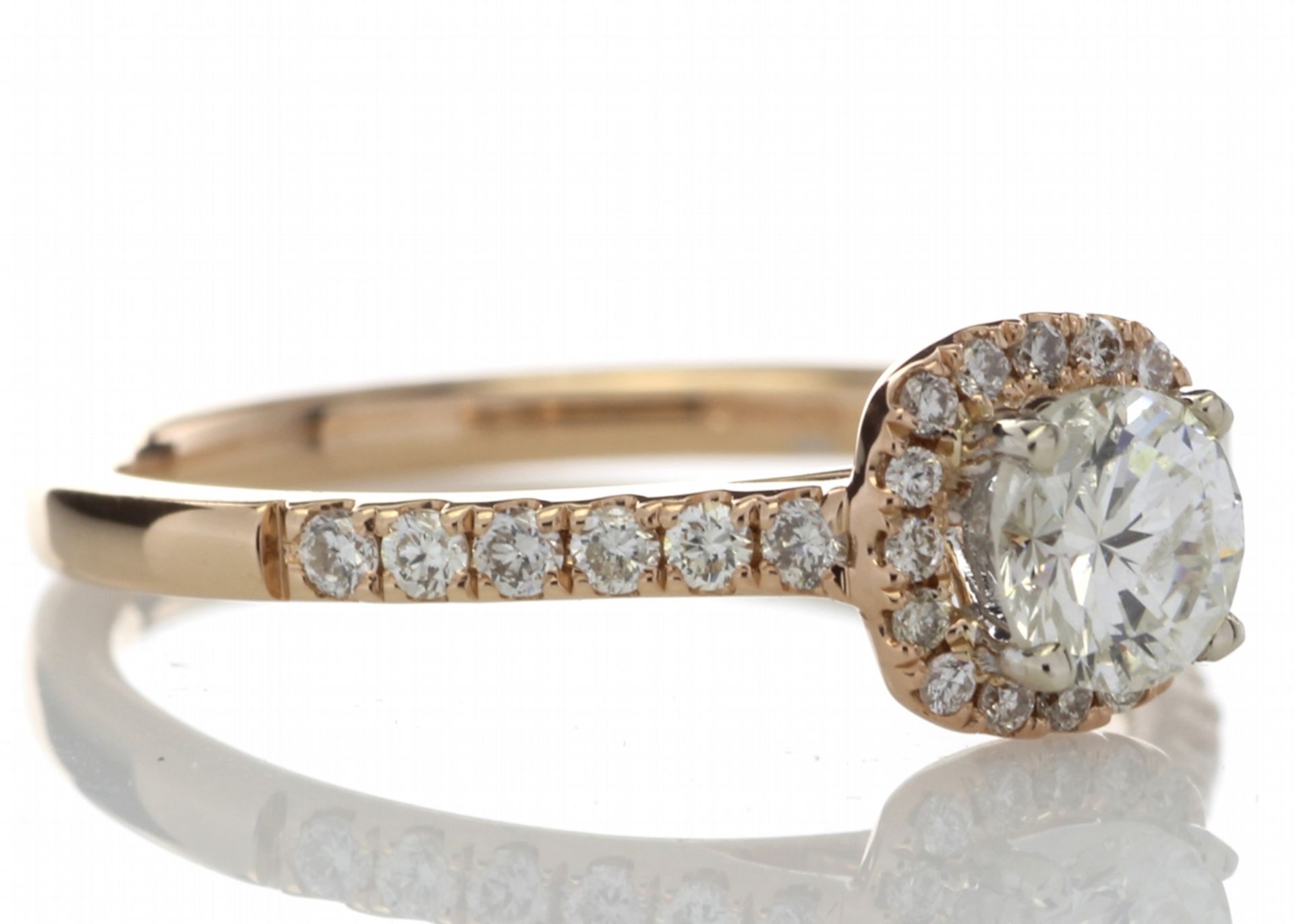 18ct Rose Gold Halo Set Ring 0.74 Carats - Valued By AGI £8,880.00 - A sparkling round brilliant cut - Image 4 of 5