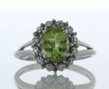 9ct White Gold Cluster Diamond And Peridot Ring (P1.50) 0.03 Carats - Valued By GIE £1,335.00 - A