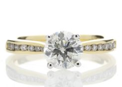 18ct Yellow Gold Diamond Ring With Stone Set Shoulders 1.28 Carats - Valued By IDI £21,775.00 -