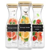 RRP £37.66 Finew Glass Water Bottle 1 Litre 4 Pack Water Carafe
