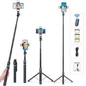 RRP £26.66 Selfie Stick Phone Tripod Stand with Detachable Wireless Remote