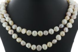 36 inch Baroque Shaped Freshwater Cultured 8.0 - 8.5mm Pearl Necklace - Valued By AGI £340.00 -