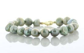 Freshwater Baroque Shaped Cultured 8.0 - 8.5mm Pearl Bracelet With Gold Plated Clasp - Valued By AGI