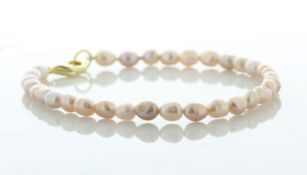Freshwater Cultured 4.5 - 5.0mm Pearl Bracelet With Gold Plated Clasp - Valued By AGI £220.00 - 4.
