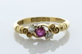 18ct Yellow Gold Diamond And Ruby Ring (R0.17) 0.16 Carats - Valued By AGI £3,250.00 - One round