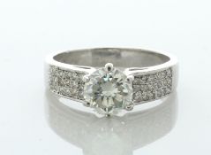 9ct White Gold Single Stone With Stone Set Shoulders Moissanite Ring - Valued By AGI £1,650.00 - One