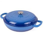 RRP £49.07 Shallow Cast Iron Casserole with Lid Non Stick