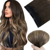 RRP £49.79 Easyouth Balayage Wire Hair Extensions Real Hair Wire