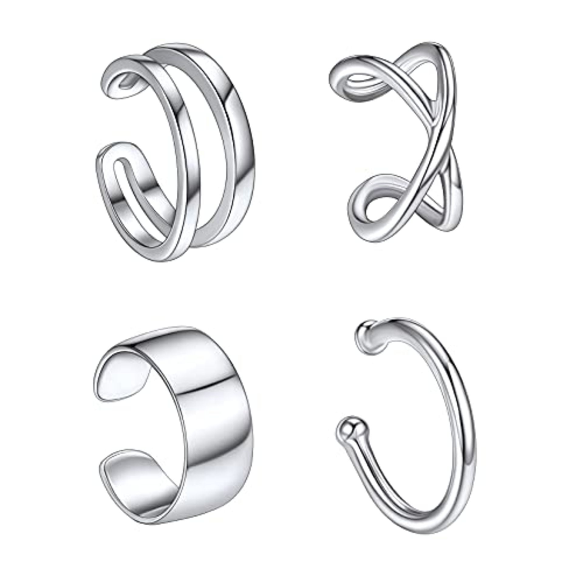 RRP £22.39 Suplight 925 Sterling Silver Non Piercing Cuff Earrings Pack