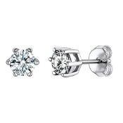 RRP £16.71 Silver Stud Earrings Round Cut Clear Cubic Zirconia 925 Sterling