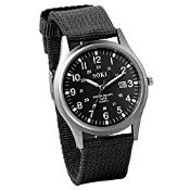 RRP £12.27 Jewelrywe Men's Black Dial Nylon Strap Quartz Wrist Watch