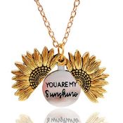 RRP £8.92 YKULEW Sunflower Locket Necklace Love Mom Engraved