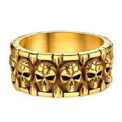 RRP £16.74 PROSTEEL Mens Chunky Stainless Steel Gold Biker Rings Punk Jewelry