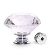 RRP £22.82 CZC HOME 25pcs 40mm Crystal Glass Door Drawer Knobs