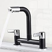 RRP £47.94 SchSin Black Kitchen Mixer Tap Dual Lever with 360 Aerator