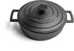 RRP £38.35 Cast Iron Pot with Lid NonStick Shallow Cast Iron