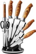 RRP £39.95 Sharp Kitchen Knife Set Rotating 7 Pcs Stainless