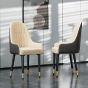 RRP £228.20 FATIVO Leather Dining Chairs Set of 2 : Faux Leather