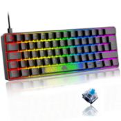 RRP £21.95 60% Compact 62 Keys UK Layout Wired Mechanical Keyboard
