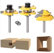 RRP £22.82 Lock Miter 45 Degree Joint Router Bits + 2Pcs Tongue and Groove Set [1/4-Inch]