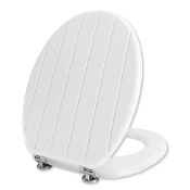 RRP £39.95 Angel Shield White Wooden Toilet Seat Antibacterial