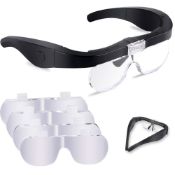 RRP £23.48 OBOVO Head Magnifier Glasses with 2 LED Lights