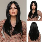 RRP £24.82 Esmee Long Straight Black Wigs for Women Synthetic