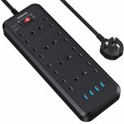 RRP £22.82 NVEESHOX Surge Protected Extension Lead with 4 USB Slots