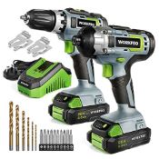 RRP £117.57 WORKPRO 20V Cordless Compact Drill Driver and Impact Driver