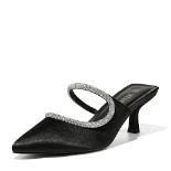 RRP £14.88 DREAM PAIRS Womens Heeled Mules Pointed Toe Diamond