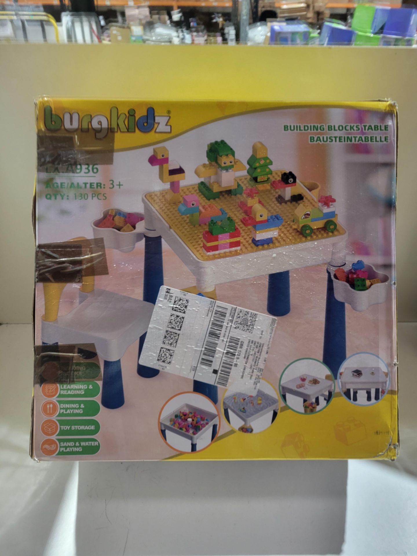 RRP £79.08 burgkidz Kids Building Blocks Table and Chair Set - Image 2 of 2