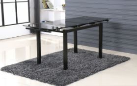 RRP £194.07 7 Star FURNITURE Extending Dining Table in Black Top with Black Metal Frame