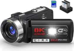 RRP £194.07 QUICKCLAP Camcorder 8K 64MP Video Camera 18X Digital