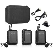 RRP £68.90 Movo WMX-1-DUO 2.4GHz Dual Wireless Lavalier Microphone