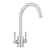RRP £37.66 JASSFERRY Swan Neck Kitchen Mixer Tap Two Levers Quarter