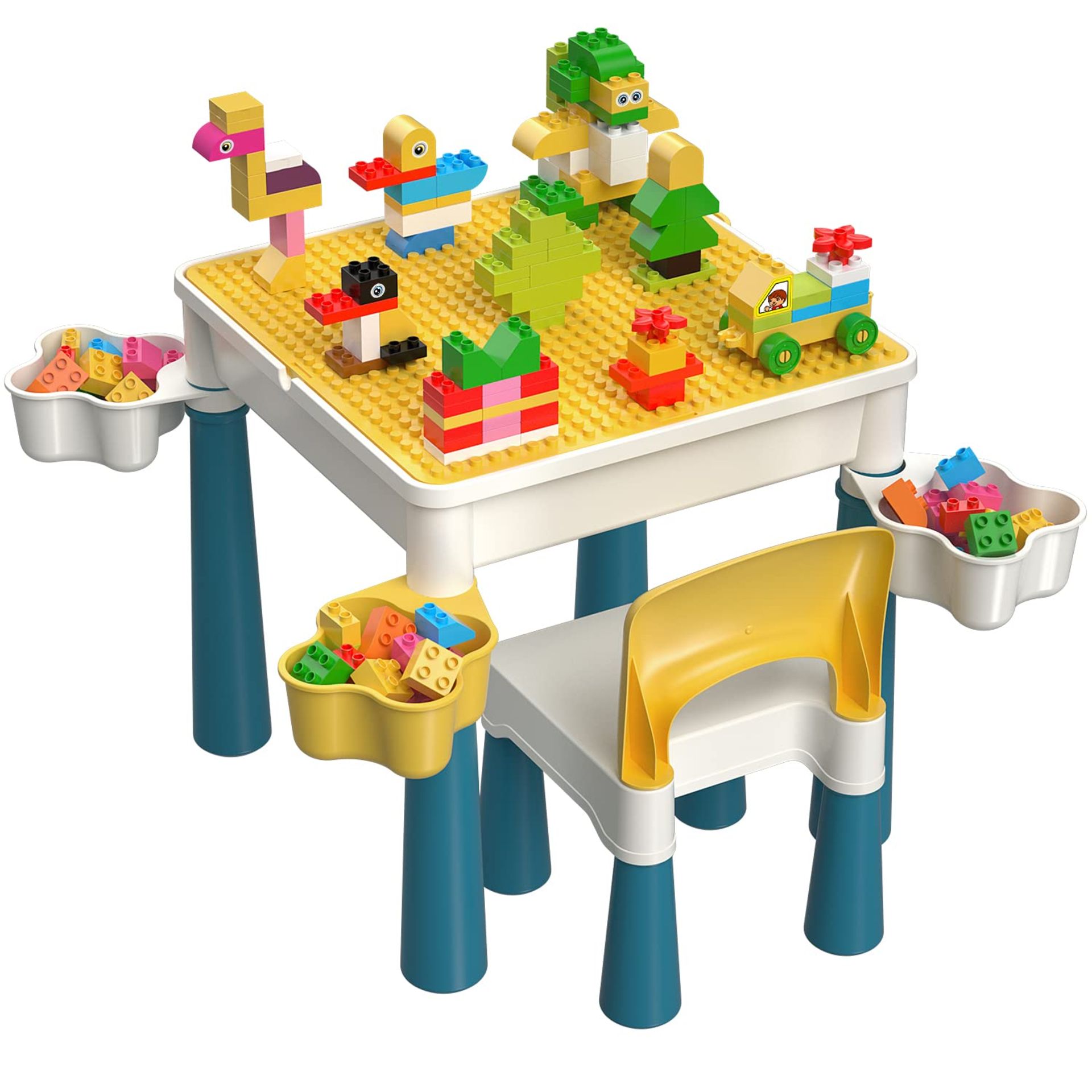 RRP £79.08 burgkidz Kids Building Blocks Table and Chair Set