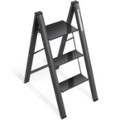 RRP £67.25 KINGRACK Aluminium 3 Step Ladder with Wide Steps