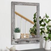 RRP £57.01 AOAOPQ Framed Rectangle Rustic Mirror with Self Bathroom