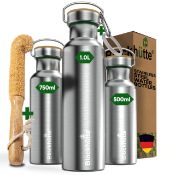 RRP £25.52 Blockhuette Stainless Steel Water Bottle I 1L I Insulated Metal Flask