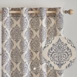 RRP £38.15 MIULEE Set of 2 Grey Curtains Damask Print Floral Pattern
