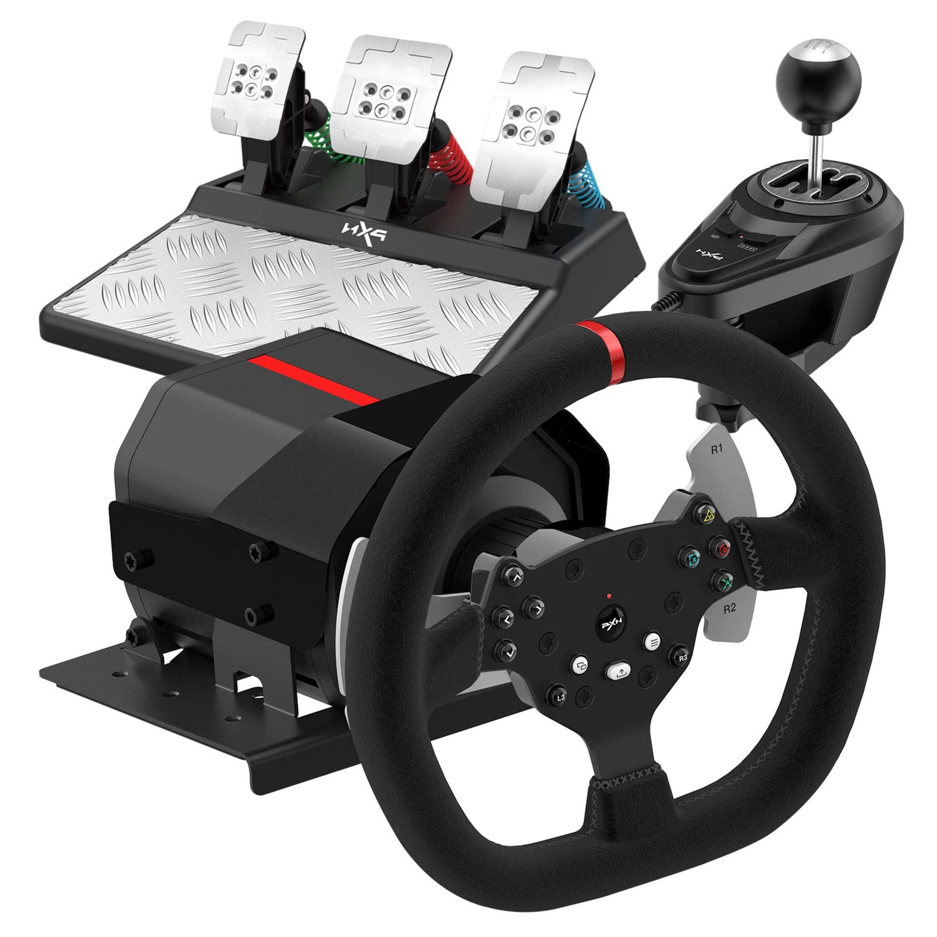 RRP £331.07 PXN V10 Force Feedback Gaming Steering Wheel and Pedals and Gear Shifter