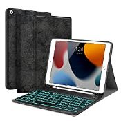 RRP £34.24 JUQITECH iPad 10.2 Backlit Keyboard Case for iPad 9th Generation