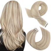 RRP £26.52 Moresoo Tape in Hair Extensions Human Hair Blonde Tape