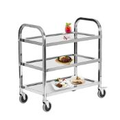 RRP £91.32 HLC 3 Tier Stainless Steel Serving Catering Trolley