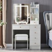 RRP £215.78 White Makeup Vanity Dressing Table with Lights and Drawers