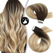 RRP £62.77 Moresoo Tape in Extensions Human Hair Balayage Blonde